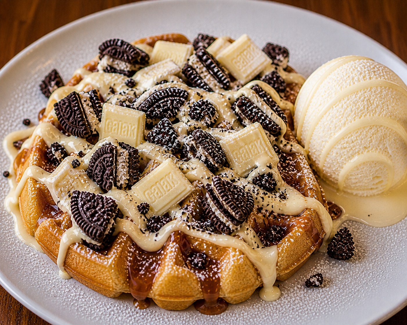 Wafles Nieve de Galak en Creperié Café y Más, Plaza Galería La Joya Daule